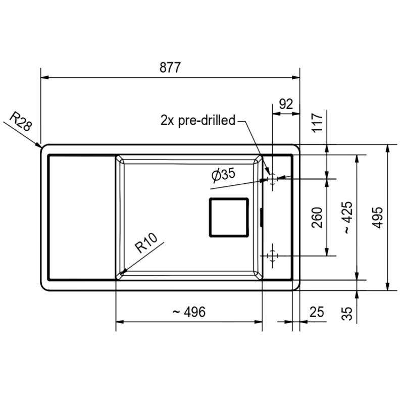 Гранітна кухонна мийка Franke Fresno FSG 611, Онікс, права чаша (114.0652.619)