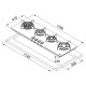 Газова варильна поверхня Franke Crystal FHCR 1204 3G TC HE BK C, чорне скло, 4 конфорки (106.0374.292)