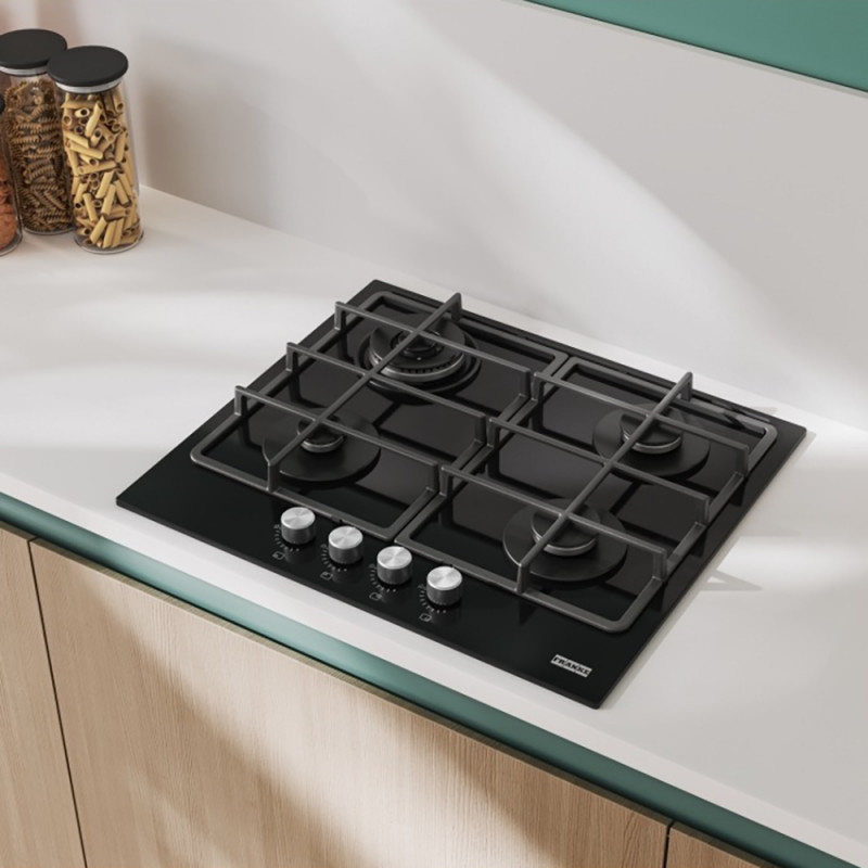 Газова варильна поверхня Franke Smart FHSM 604 3G DC BK C, скло, чорний, 4 конфорки (106.0734.773)