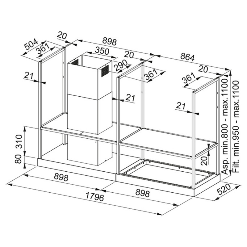 Острівна кухонна витяжка Franke Mythos T-Shelf FMY BK MATT F180 (325.0678.073)