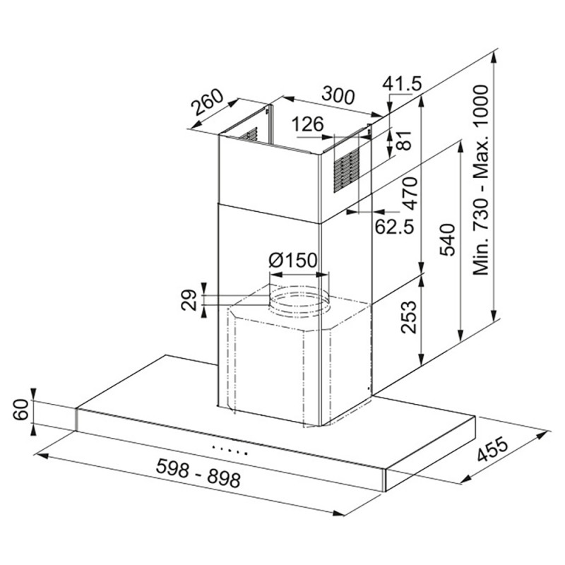 Т-подібна кухонна витяжка Franke Mythos FCR 925 TC BK/XS NG (325.0654.002)